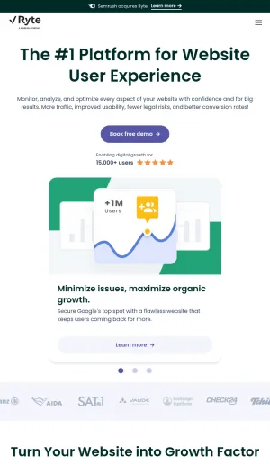 Ryte Website User Experience and SEO Platform screenshot