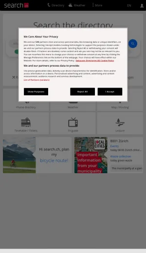 Swiss Search and Local Services Directory screenshot