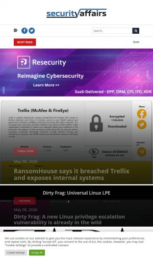 Security Affairs Cybersecurity News and Threat Intelligence screenshot