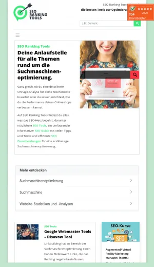 SEO Ranking Tools and Online Marketing Resources screenshot