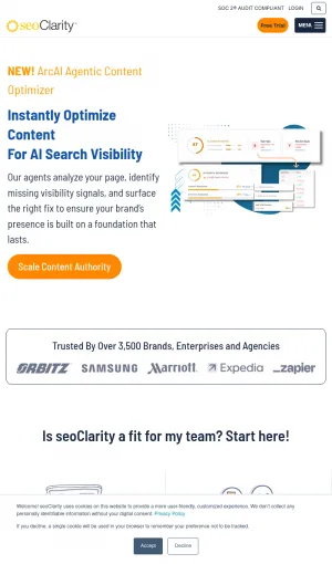 seoClarity AI Search Optimization Platform screenshot