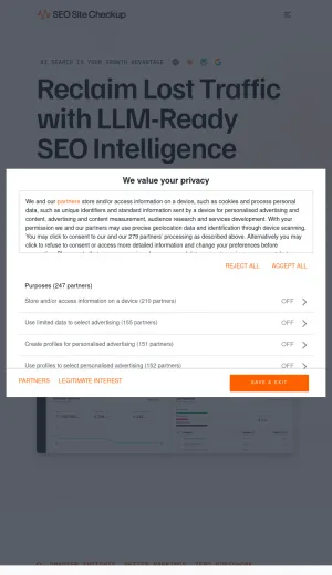 SEO Site Checkup for SEO Audits and AI Visibility Monitoring screenshot