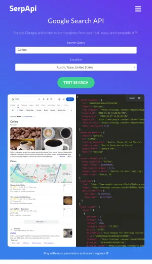 SerpApi Search Engine Results API screenshot