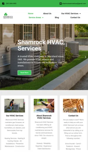 Shamrock HVAC Services in Maryland screenshot