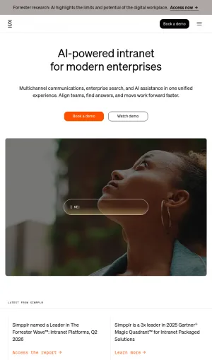 Simpplr AI Intranet and Employee Experience Platform screenshot