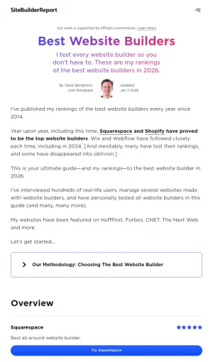 Site Builder Reviews and Rankings screenshot