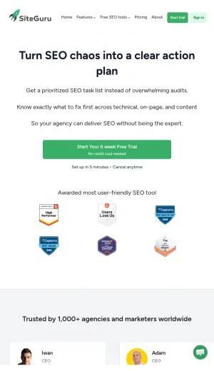 SiteGuru SEO Analysis and Website Optimization Software screenshot