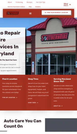 Southern Tire and Auto Centers in Waldorf, Maryland screenshot