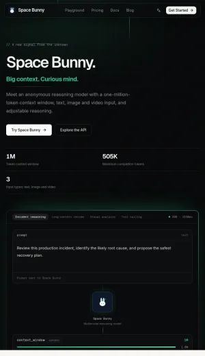 Space Bunny Long-Context Multimodal AI Model API screenshot