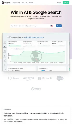 SpyFu Competitive Keyword Research for SEO and Google Ads screenshot