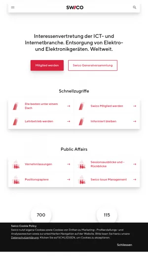 Swico: Switzerland's ICT and Internet Industry Association screenshot