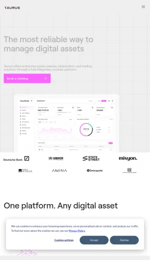 Taurus Digital Asset Infrastructure for Financial Institutions screenshot