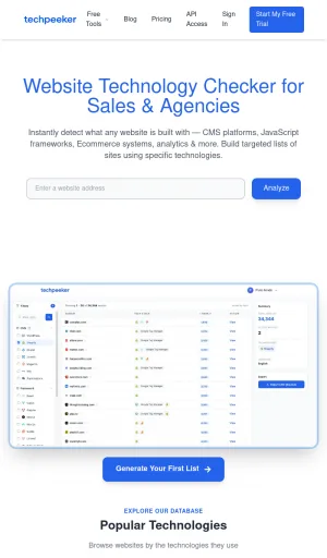 TechPeeker Website Technology Checker screenshot