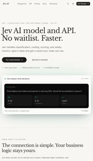 Jev AI Decision Model and API for Workflow Automation screenshot