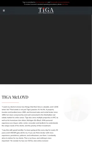 Tiga McLoyd Real Estate Broker in Manhattan and Brooklyn screenshot