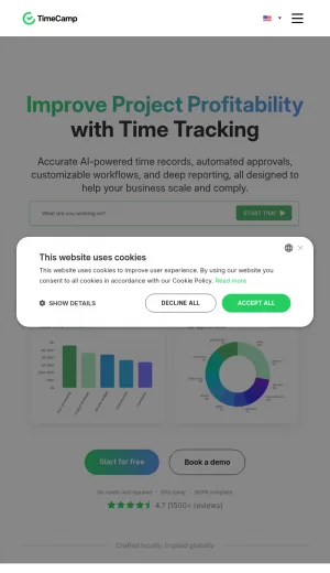 TimeCamp Time Tracking and Workforce Management Software screenshot
