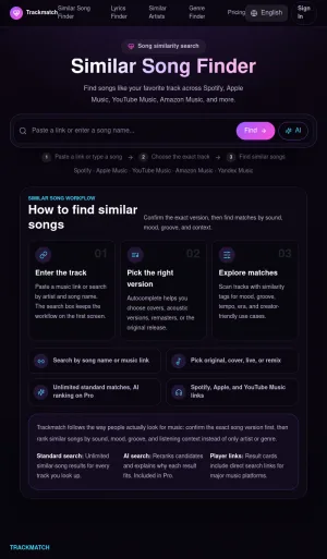 Trackmatch Similar Song Finder and Music Discovery screenshot