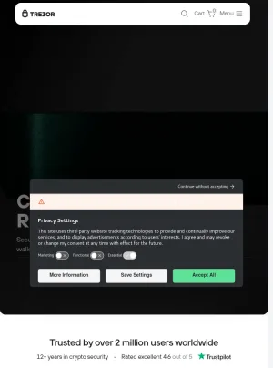 Trezor Hardware Wallets and Crypto Cold Storage screenshot