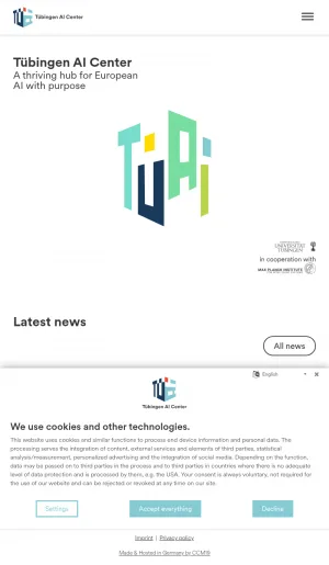 Tuebingen AI Center Research Hub screenshot