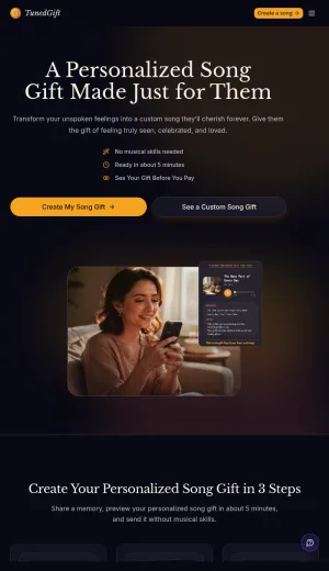 TunedGift Custom Personalized Song Gifts screenshot