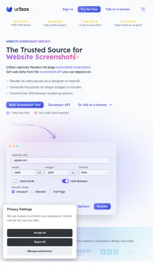 Urlbox Website Screenshot API and Webpage Capture screenshot