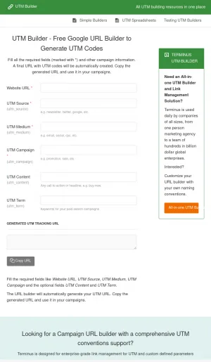 UTM Campaign URL Builder for Analytics Tracking screenshot