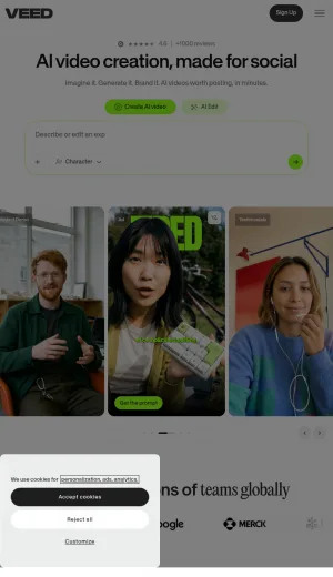 VEED AI Video Creation and Editing Platform screenshot