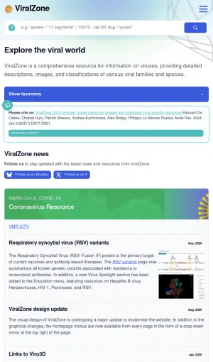ViralZone Virus Biology and Classification Knowledge Base screenshot
