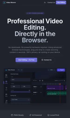 Video Weaver Browser-Based Privacy-Focused Video Editor screenshot
