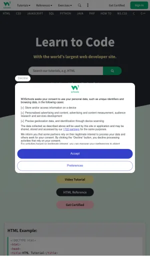 W3Schools Free Web Development and Programming Tutorials screenshot