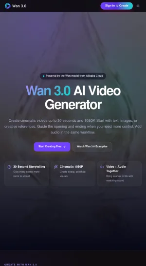 Wan 3.0 AI Video Generator screenshot