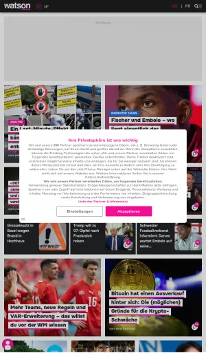 Watson Swiss News, Analysis, Sports, and Culture screenshot