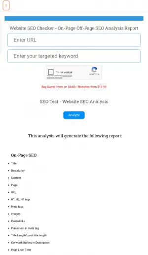 Website SEO Checker Tools for SEO Analysis and Optimization screenshot