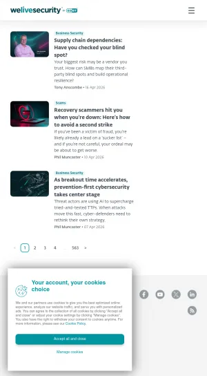 WeLiveSecurity Cybersecurity News and Threat Research screenshot