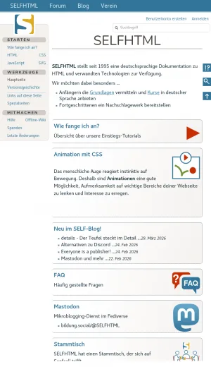 SELFHTML Wiki for HTML and Web Development screenshot