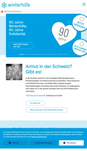 Winterhilfe Switzerland Poverty Relief and Social Aid screenshot