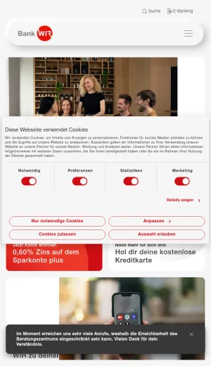 Bank WIR Swiss Retail and Business Banking screenshot