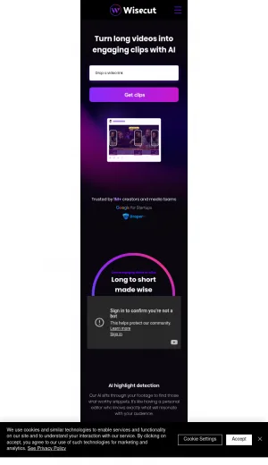 Wisecut AI Video Editor for Viral Social Clips screenshot