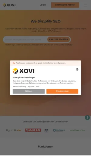 XOVI SEO Software Platform screenshot