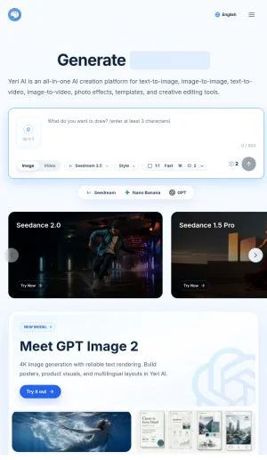Yeri AI Creative Image and Video Generation Platform screenshot