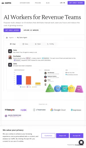Zams AI Workers for Revenue Team Automation screenshot
