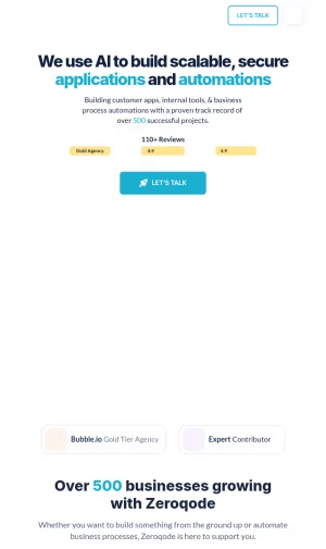 Zeroqode No-Code App Development and Automation Agency screenshot