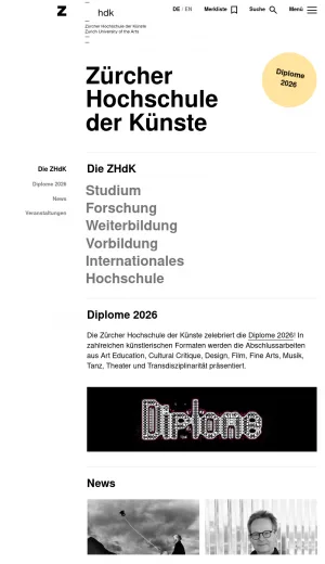Zurich University of the Arts screenshot