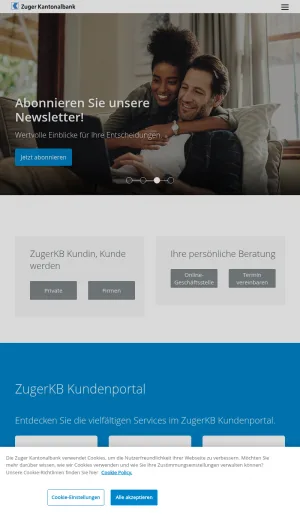 Zuger Cantonal Bank screenshot